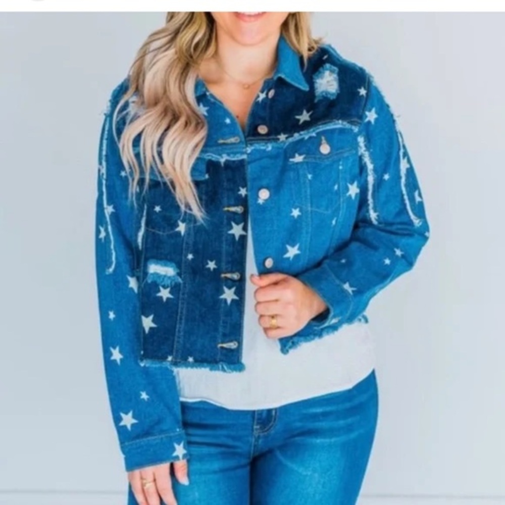 White Birch Starry Denim Jacket